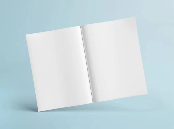 Boş A4 yüzen dergi Mockup beyaz arka plan 3 izole — Stok fotoğraf