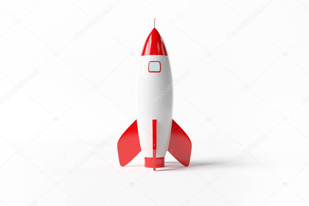 Old school style rocket isolated on white 3D rendering