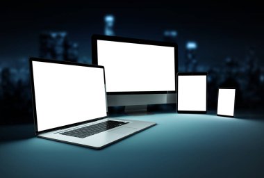 Dar akıllı telefon dizüstü bilgisayar ve tablet ile modern cihazlar