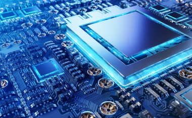 Modern bir Gpu kartı devre 3d render ile yakından görmek