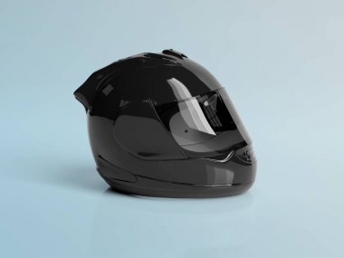 Beyaz motosiklet kask mavi Mockup 3d render izole