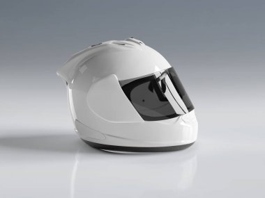 Beyaz motosiklet kask beyaz Mockup 3d render izole