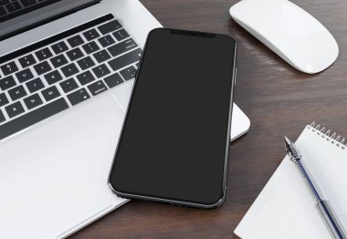 Modern smartphone mockup laptop 3d render döşeme