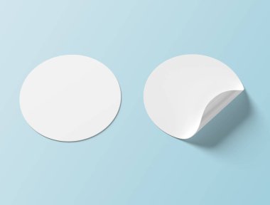 Mavi arka plan 3d render izole dairesel etiket mockup