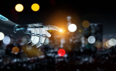 Akıllı robot makine parmak 3d render işaret