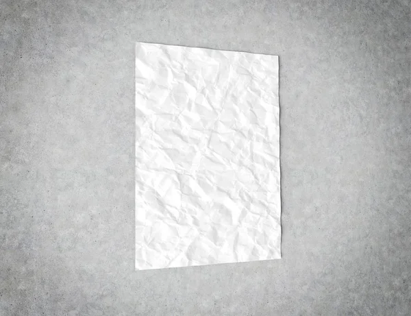 Crumpled poster isolated on concrete background Mockup 3D render