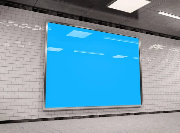 Horizontale ondergrondse Billboard frame mockup 3D rendering — Stockfoto