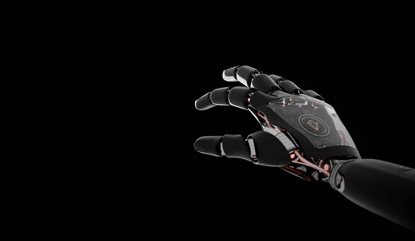 Рука червоного робота вказує пальцем 3D рендеринга — стокове фото