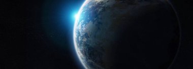 Uzak bir gezegende sistemi ile exoplanets 3d render elem alanda