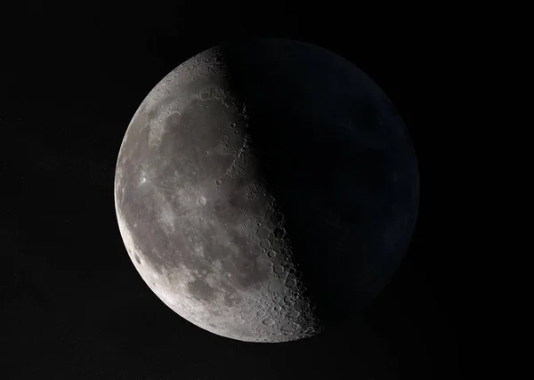 Uitzicht op een halve maan in de ruimte met sterren 3D rendering Elements o — Stockfoto