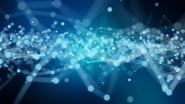 Soyut bağlantı mavi arka plan ağı 3D Rendering