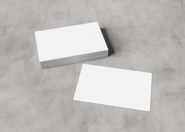 Stack of business card mockup on concrete 3d rendering — Stock Photo, Image