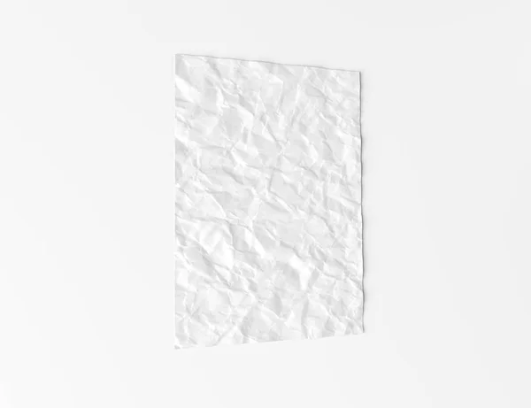Cartel arrugado aislado sobre fondo blanco Representación 3D de maqueta — Foto de Stock