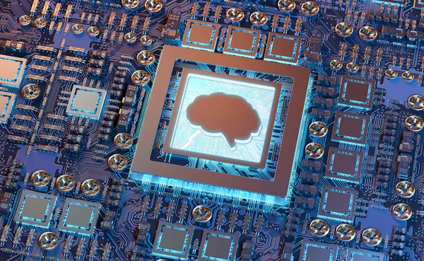 Artificial Intelligence in a modern GPU card 3D rendering