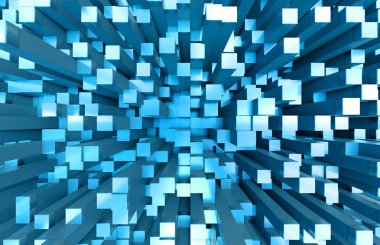 Parlak siyah ve mavi kareler desen 3d render arka plan