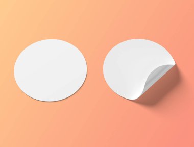 Turuncu arka plan 3d renderi izole dairesel etiket mockup