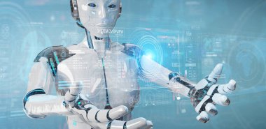 Beyaz insansı robot ile dijital teknolojik arayüz kullanarak 