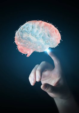 Dijital 3d projeksiyon bir insan beyni 3d Re kullanarak iş kadını