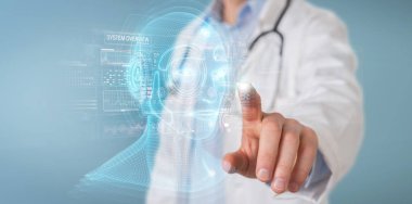 Doktor dijital yapay zeka kafa arayüzü kullanarak 3D r