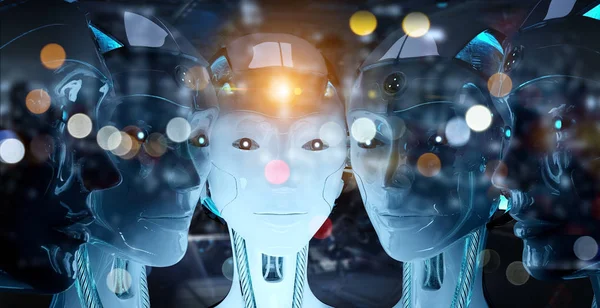 Gruppe weiblicher Roboter nahe beieinander Cyborg-Armee-Konzept — Stockfoto