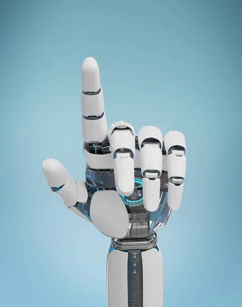 Cyborg bianco che punta il dito rendering 3D — Foto Stock