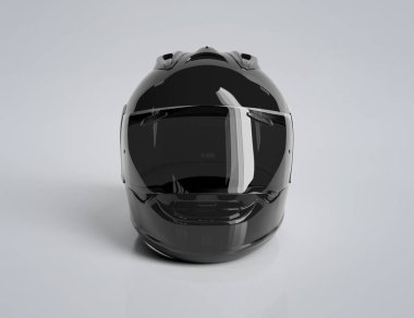Siyah motosiklet kask beyaz Mockup 3d render izole