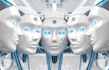 Grup birbirlerinin cyborg ordu kavramı yakın kadın robotlar 