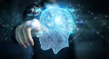 Yapay zeka 3d render oluşturma iş adamı