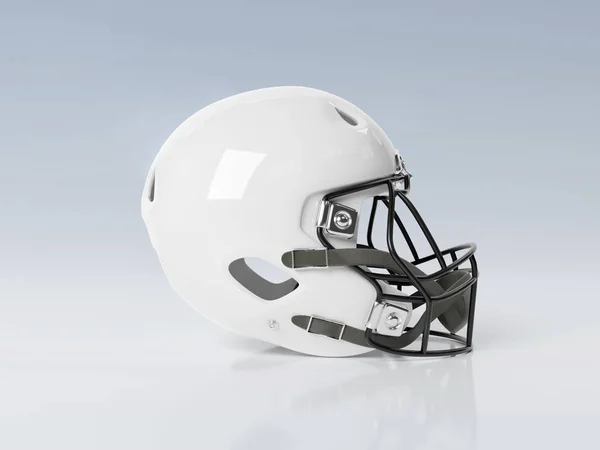 White American football helmet isolated on grey mockup 3D render