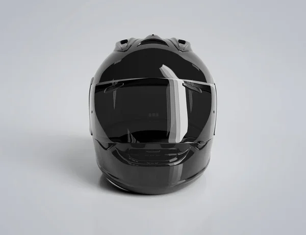 Casco de moto negro aislado en blanco Representación 3D Mockup — Foto de Stock