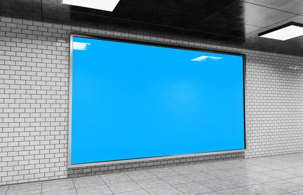 Cartelera publicitaria en la estación de metro 3d renderizado — Foto de Stock