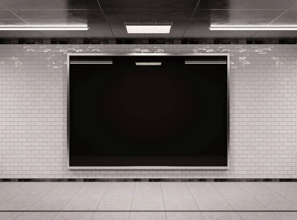 Horizontal underground billboard frame Mockup 3D rendering — Stock Photo, Image