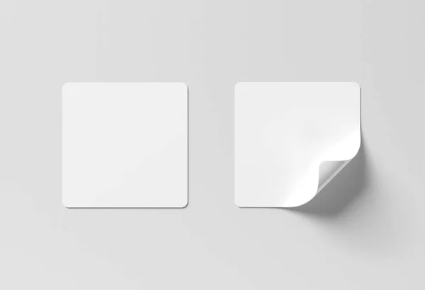 Mockup adesivo quadrato isolato su rendering 3D bianco — Foto Stock