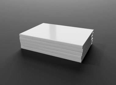 Boş kitap ciltli kazık mockup gri arka plan 3d izole 