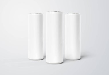 Boş ince soda mockup beyaz arka planda 3d render olabilir