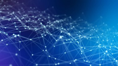 Soyut bağlantı mavi arka plan ağı 3D Rendering