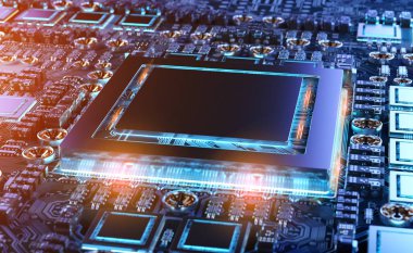 Modern bir Gpu kartı devre 3d render ile yakından görmek