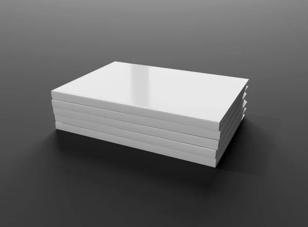 Blanco boek hardcover stapel mockup geïsoleerd op grijze achtergrond 3D — Stockfoto