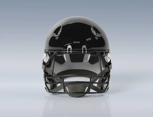 Černá americká fotbalová přilba izolovaná na šedém modelem 3D vykreslení — Stock fotografie