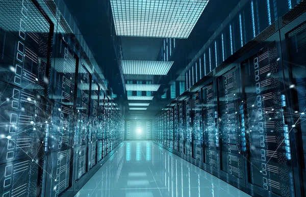 Connection network in servers data center room storage systems 3 — Stock Photo, Image