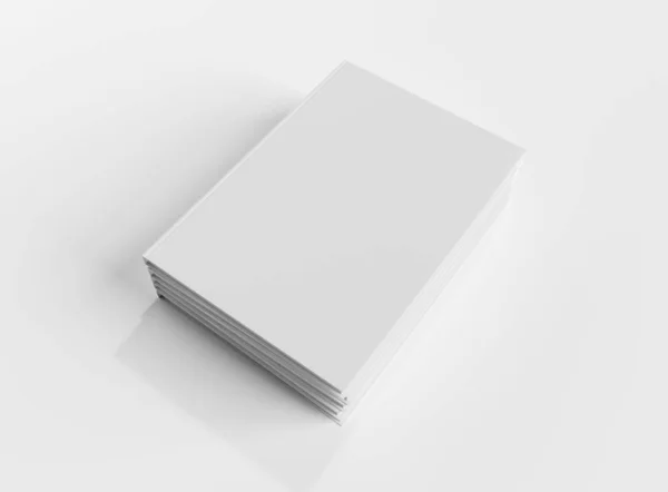 Libro en blanco tapa dura mockup pila aislado sobre fondo blanco 3D —  Fotos de Stock