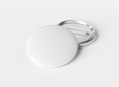 Beyaz arka plan 3D render üzerinde iki rozetlerin bir mockup