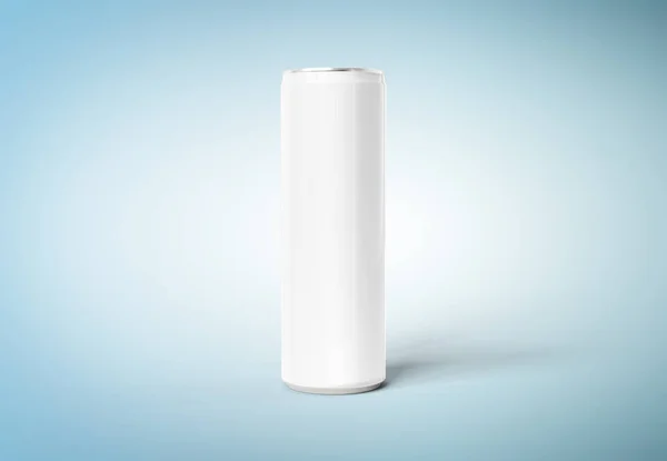 Soda fina em branco pode mockup no fundo azul 3D renderização — Fotografia de Stock