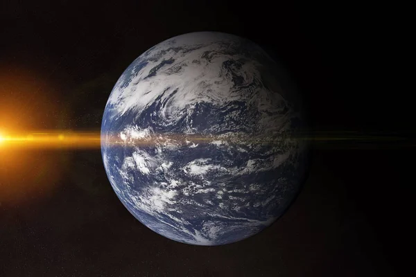 Vue de la planète bleue Terre Océan Atlantique dans l'espace avec son atmosphère — Photo