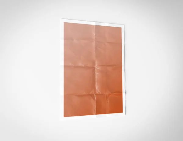 Poster pieghevole isolato su sfondo bianco Mockup 3D redenring — Foto Stock