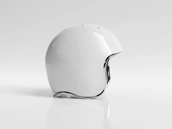 White vintage motorbike helmet isolated on white background Mock — Stock Photo, Image