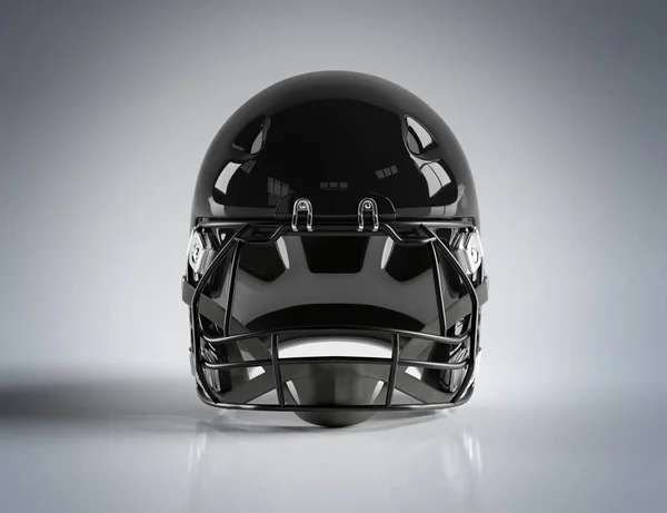 黑色美式足球头盔隔离在灰色模型3D渲染 — 图库照片