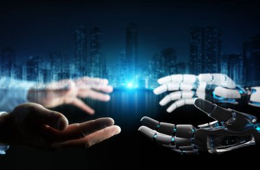 Robot el temas kara günü insan eli ile arka plan 3d 