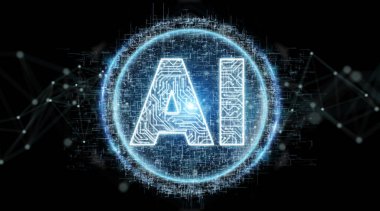 Dijital yapay zeka metin hologram 3d render