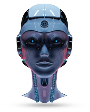 Cyborg baş yapay zeka 3d render